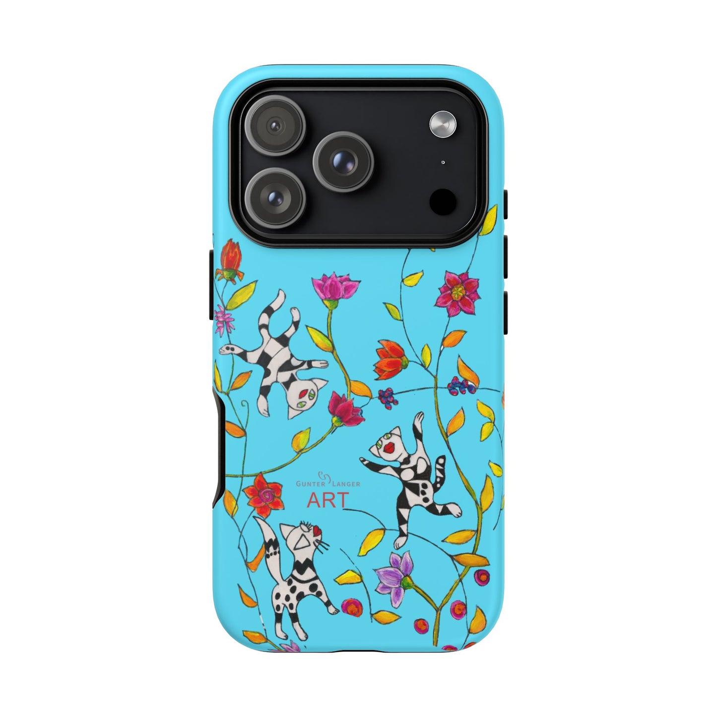 Tough Cases - iPhone - Motiv: Karierte Katzen, blau