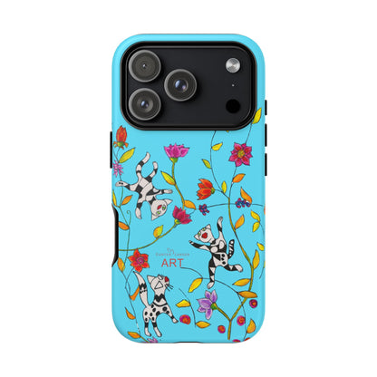 Tough Cases - iPhone - Motiv: Karierte Katzen, blau
