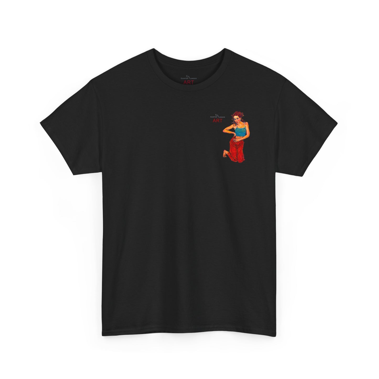 Unisex Heavy Cotton Tee - Motiv: Front, Lea, H 13cm & Rückseite, Lea A02, Ranken, 40 cm, Neck Label
