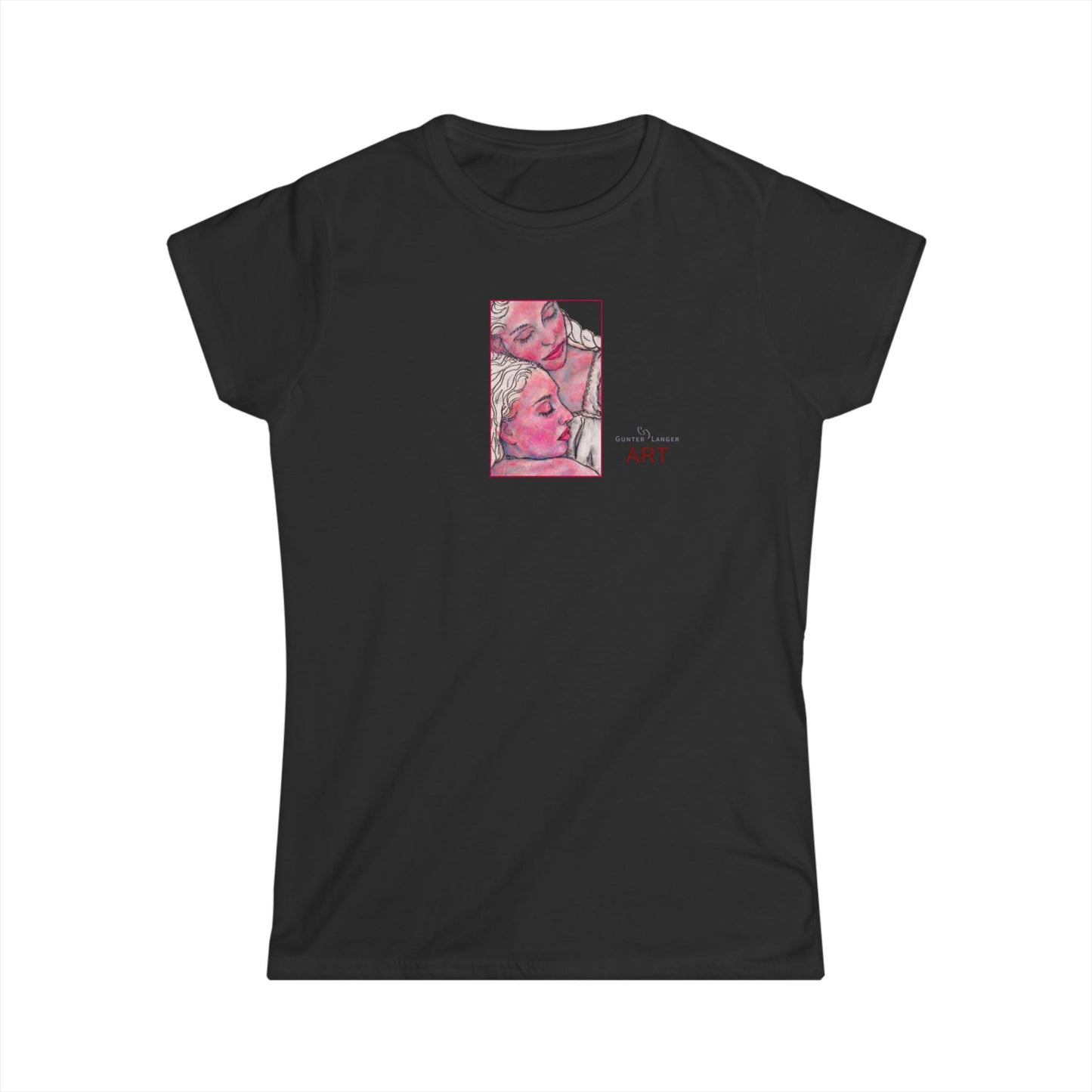 Women's Softstyle Tee - Motiv: Front, Zuflucht, H 14 cm (klein) & Rückseite Zuflucht, H 34,5 cm (groß)