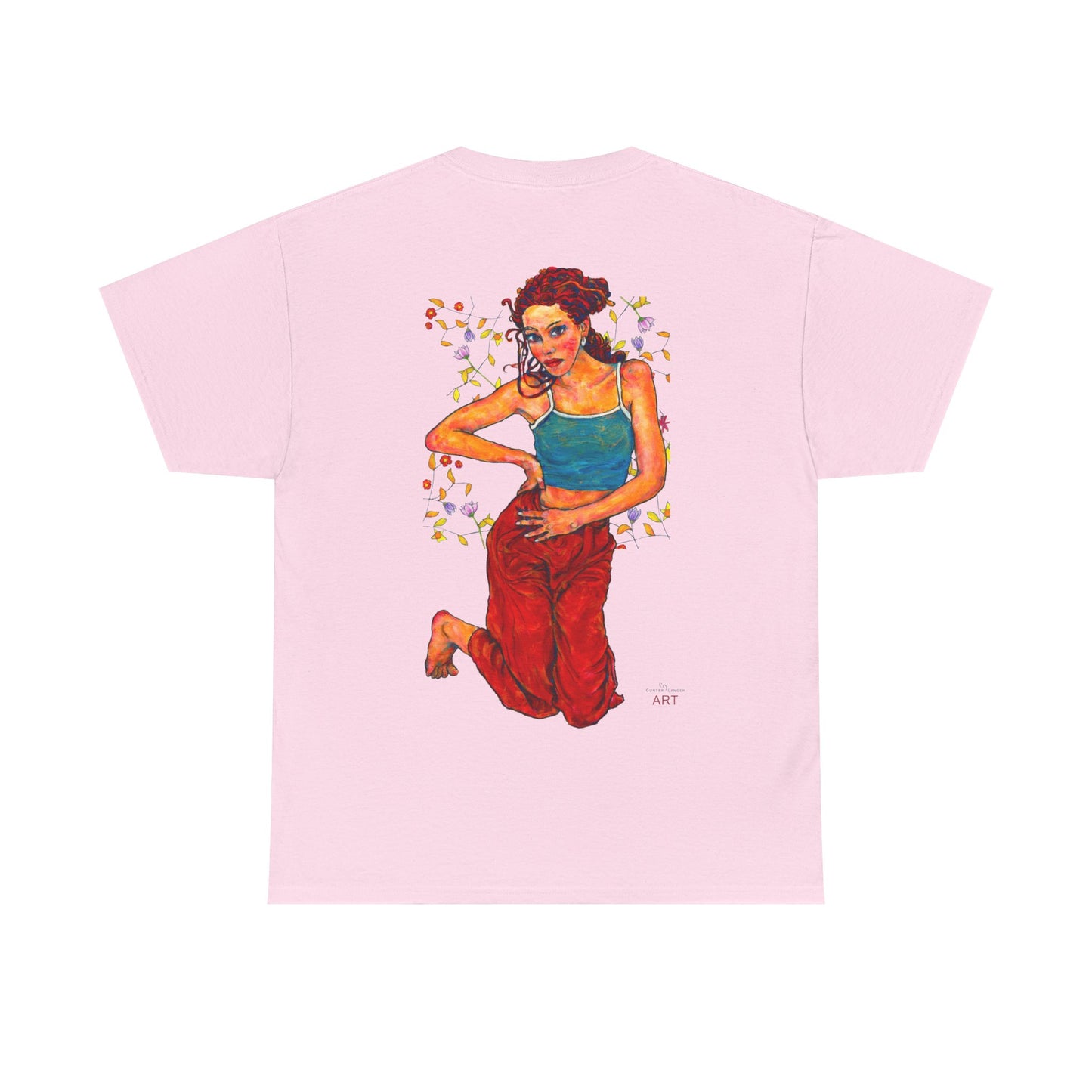Unisex Heavy Cotton Tee - Motiv: Front, Lea, Ranken, H 13cm & Rückseite, Lea, Ranken, H 40,45 cm, Neck Label