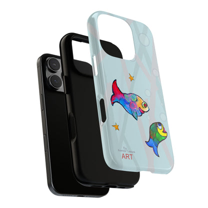 Tough Cases - iPhone - Motiv: "Fische", Mikado blau