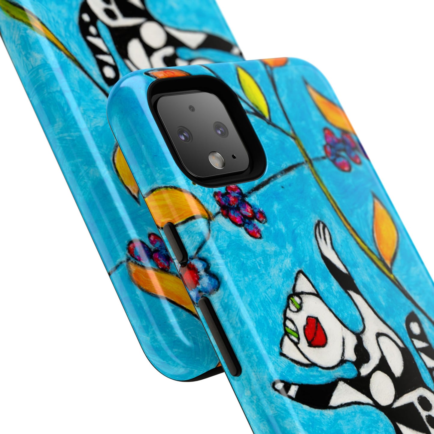 Tough Cases - Google Pixel - Samsung Galaxy - Motiv: Karierte Katze hüpft