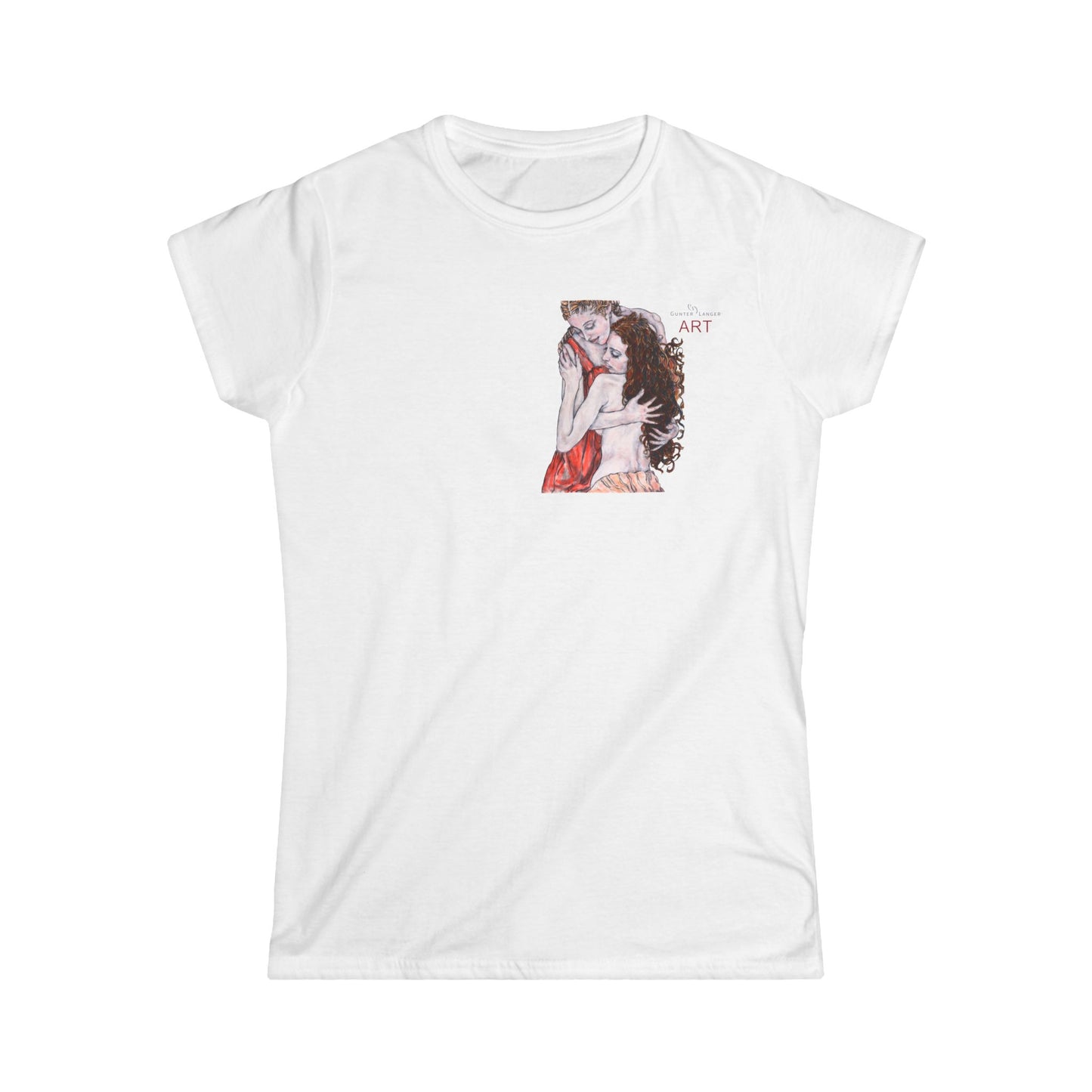 Women's Softstyle Tee - Motiv: Front Bei dir (klein), H 15,5 cm & Rückseite  Bei dir (groß), H 34,5 cm