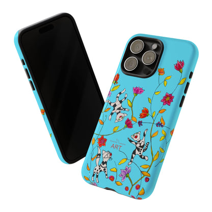 Tough Cases - iPhone - Motiv: Karierte Katzen, blau