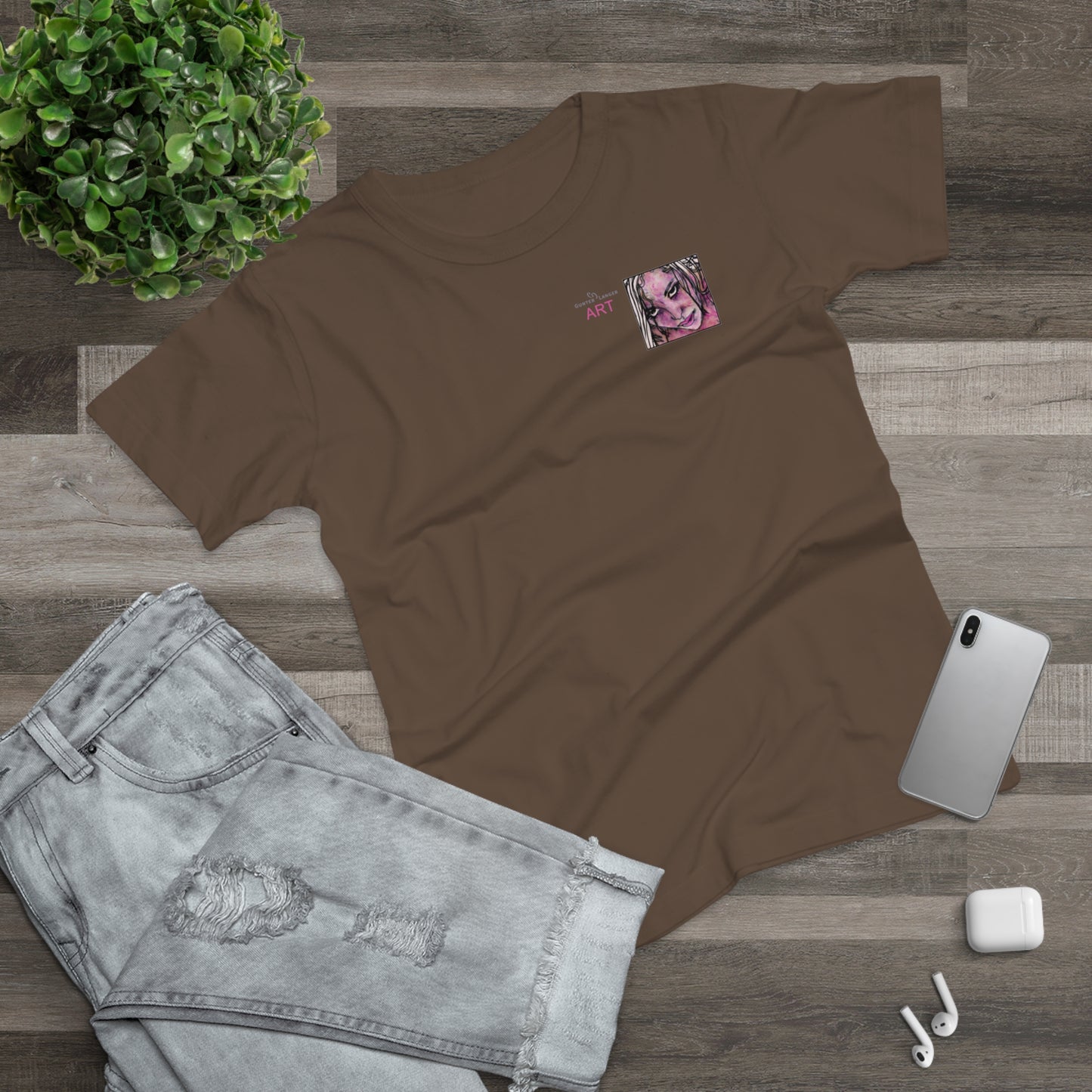 Single Jersey Women's T-shirt- dunkel - Motiv: Stella, Ausschnitt, H 6,3 cm