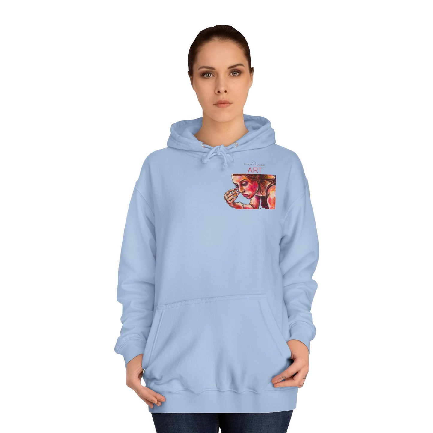 Unisex College Hoodie - Motiv: Front, Marla (Ausschnitt H 10 cm) & Rückseite Marla, H30 cm