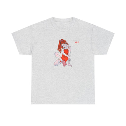Unisex Heavy Cotton Tee - Motiv:  Front Julia, H25 cm & Rückseite Julia, H 49 cm