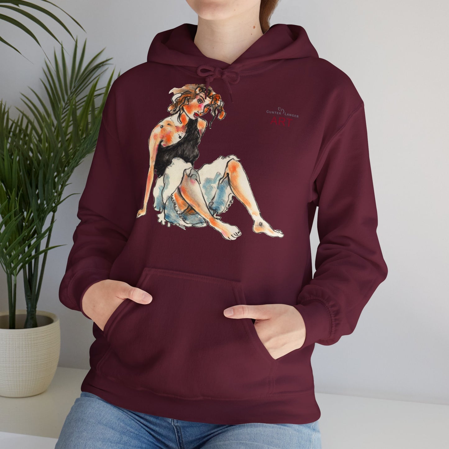Unisex Heavy Blend™ Hooded Sweatshirt - Motiv Frontseite "Rosa", H 28 cm & Rückseite "Rosa", H 34 cm