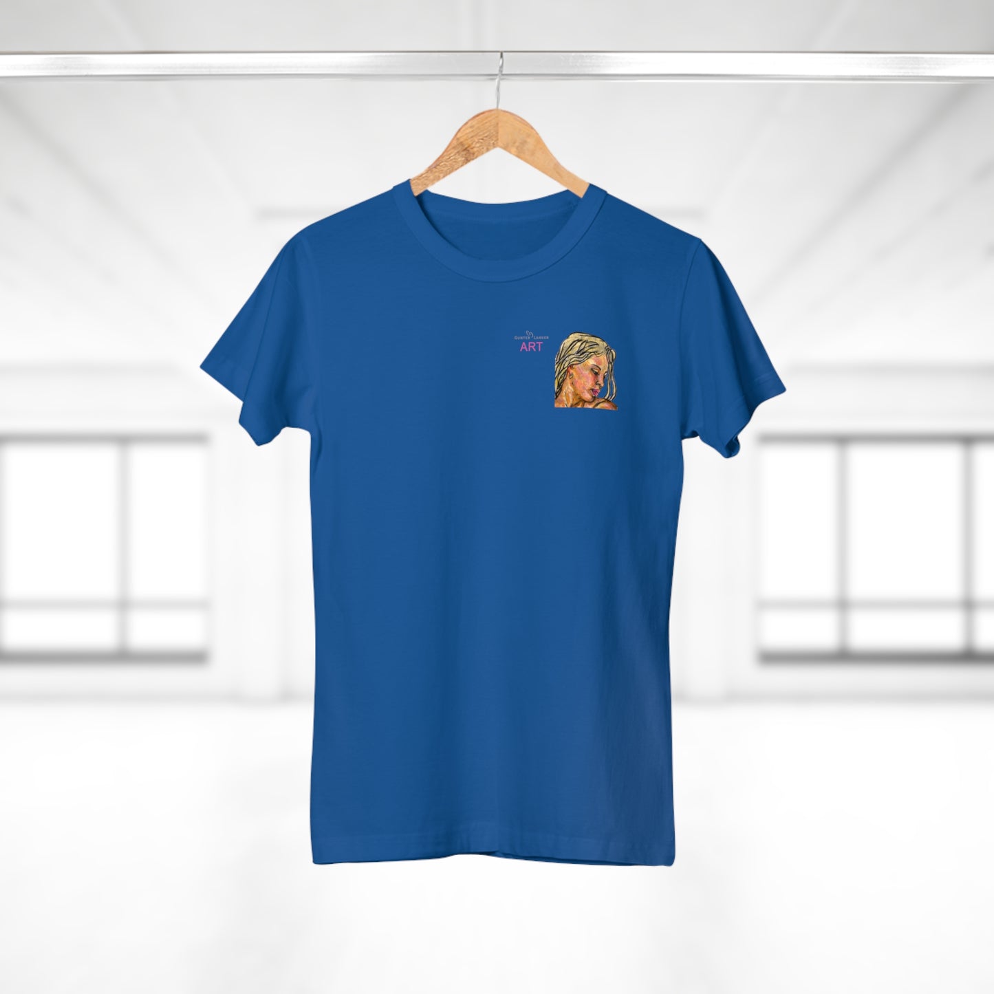 Single Jersey Women's T-shirt- dunkel - Motiv: Erna, Ausschnitt, H 8 cm