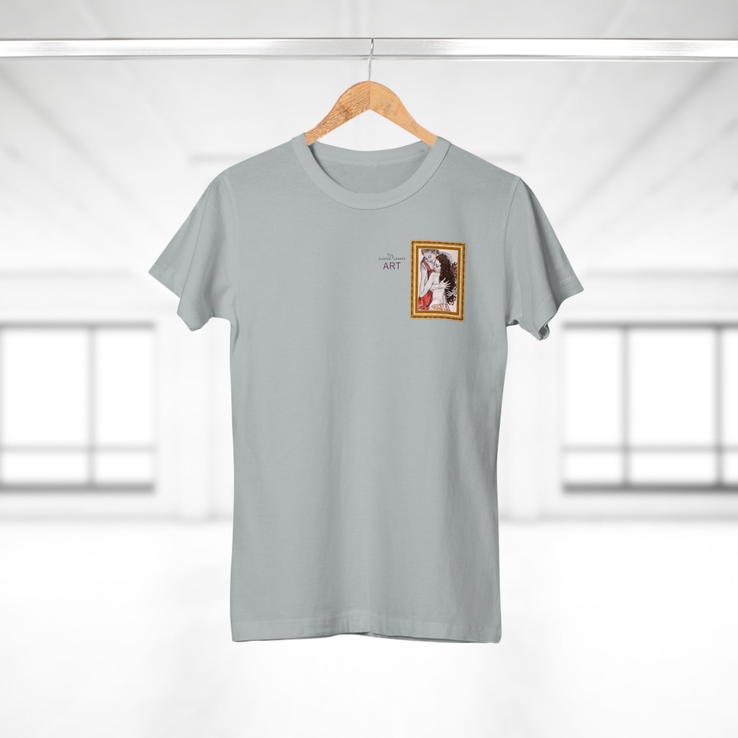 Single Jersey Women's T-shirt - hell - Motiv: Bei dir, H 11 cm