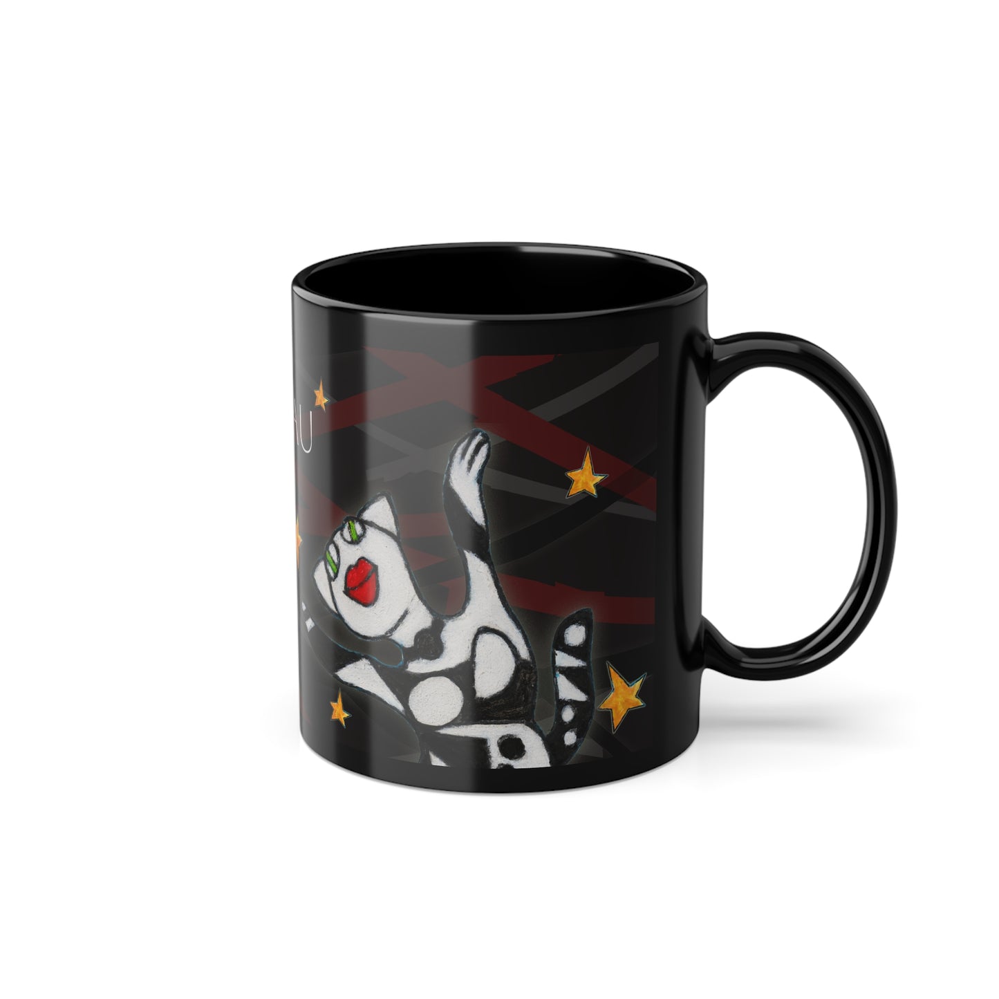 Black Coffee Cup, 11oz - Motiv: Miau 1S & Mikado Schwarz 3.2