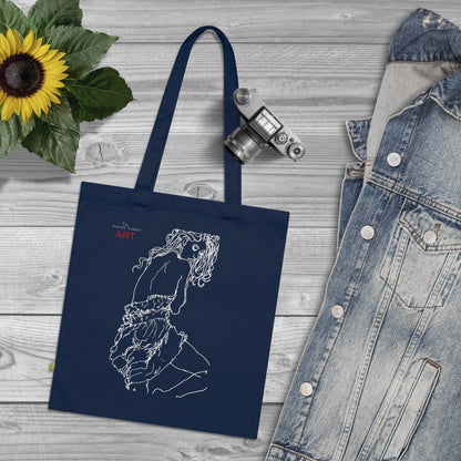 Organic Cotton Tote Bag - Motiv :Giselle (weiß), einseitig bedruckt, H 30 cm