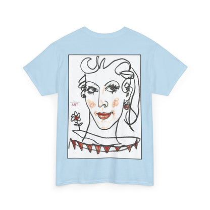 Unisex Heavy Cotton Tee - Motiv:  Front Lina H 11 cm & Rückseite Lina, H 49 cm, Neck Label