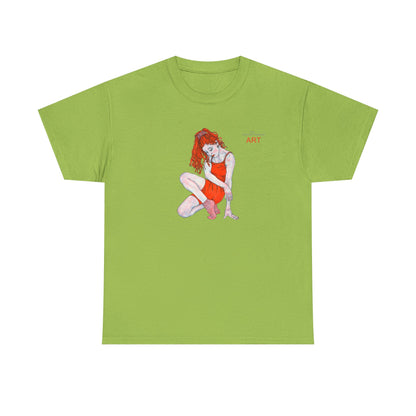 Unisex Heavy Cotton Tee - Motiv:  Front Julia, H25 cm & Rückseite Julia, H 49 cm