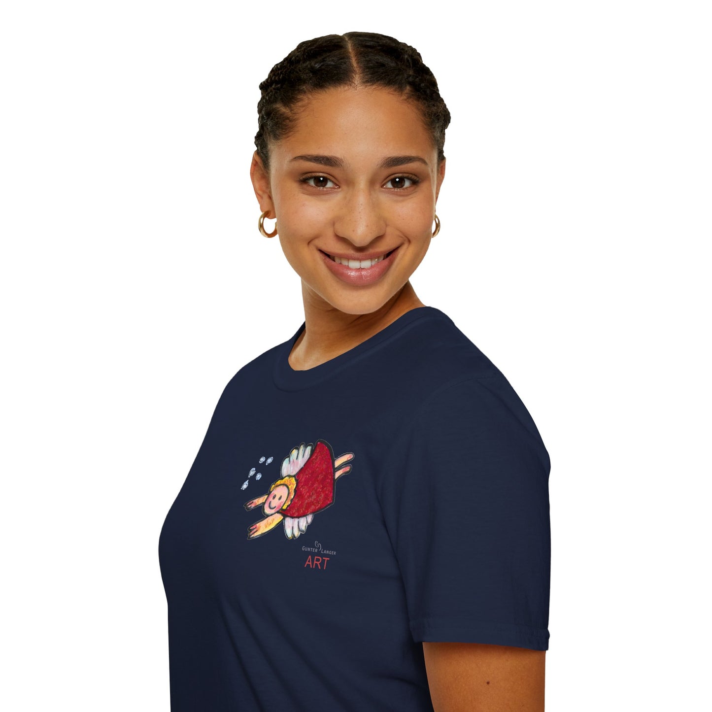 Unisex Softstyle T-Shirt - Motiv: Front Engel 3,  H 11,5 cm