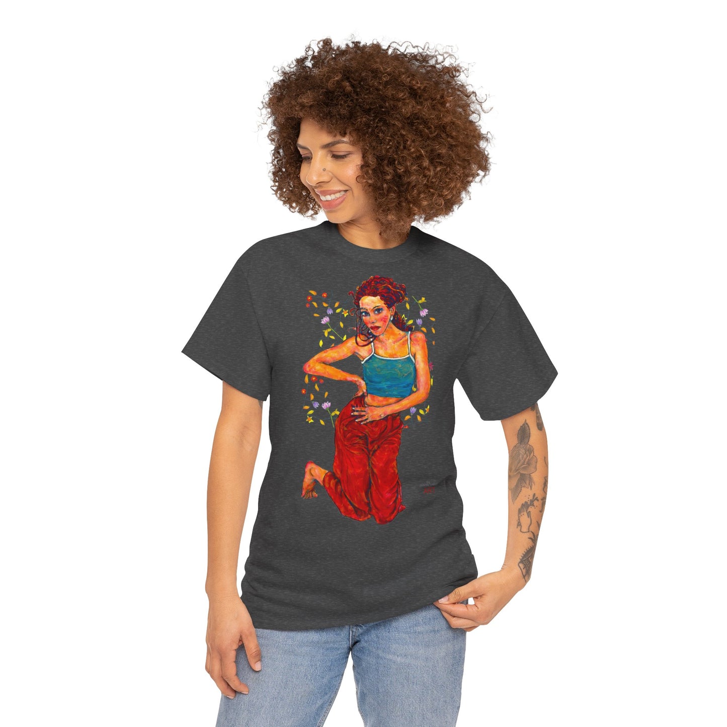 Unisex Heavy Cotton Tee - Motiv: Motiv Lea, Ranken, 49cm, Neck Label