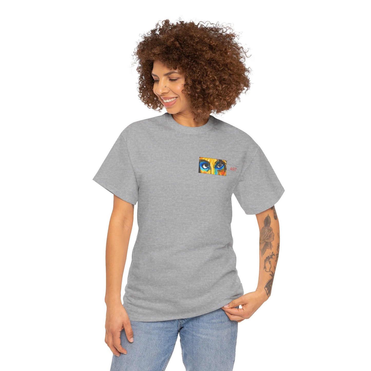 Unisex Heavy Cotton Tee - Motiv Augen & Frechdax, Neck Label