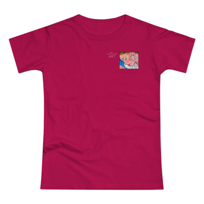 Single Jersey Women's T-shirt- dunkel - Motiv: Alva, Ausschnitt, H 6,5 cm