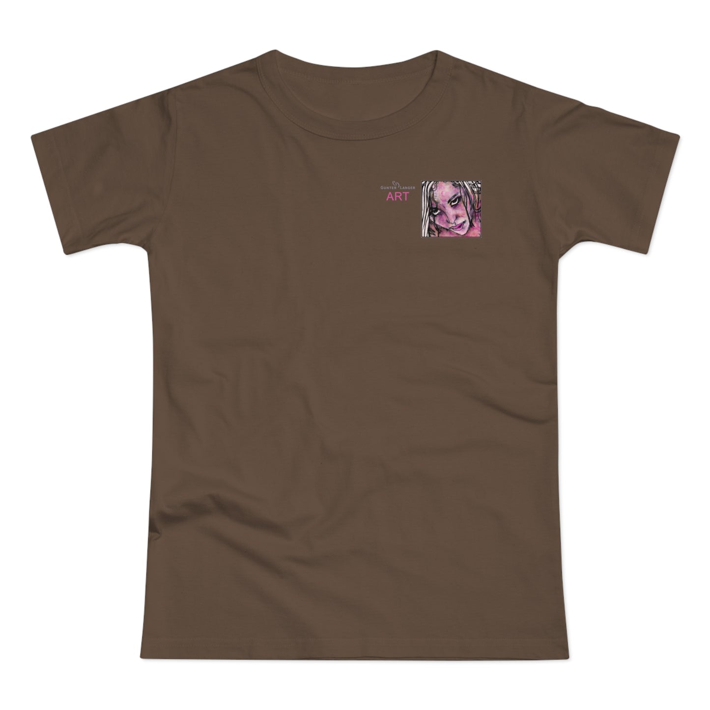Single Jersey Women's T-shirt- dunkel - Motiv: Stella, Ausschnitt, H 6,3 cm