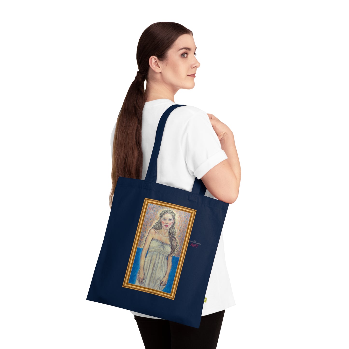 Cotton Tote Bag - Motiv: Marie (halb, gerahmt), einseitig bedruckt, H 30 cm