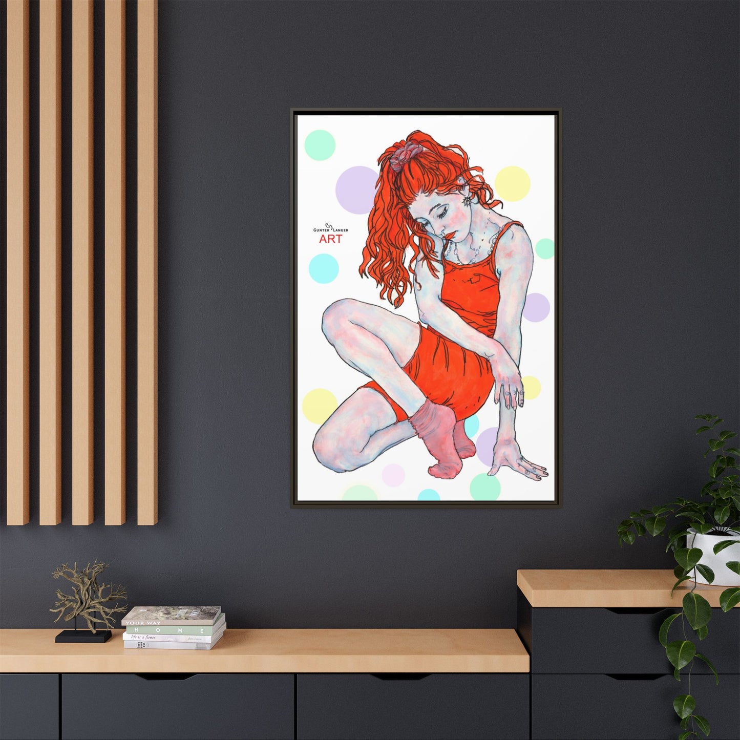 Matte Canvas, Framed (Multi-color) - Motiv:  Julia, Farbkreise, Format groß, H 91,4 bis 152,4 cm