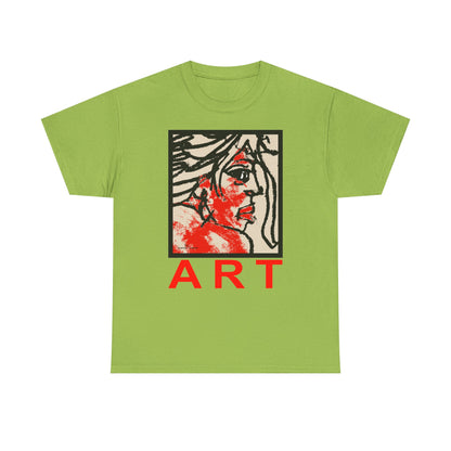 Unisex Heavy Cotton Tee - Motiv: Front, Ria mit Art Rot, H 40 cm
