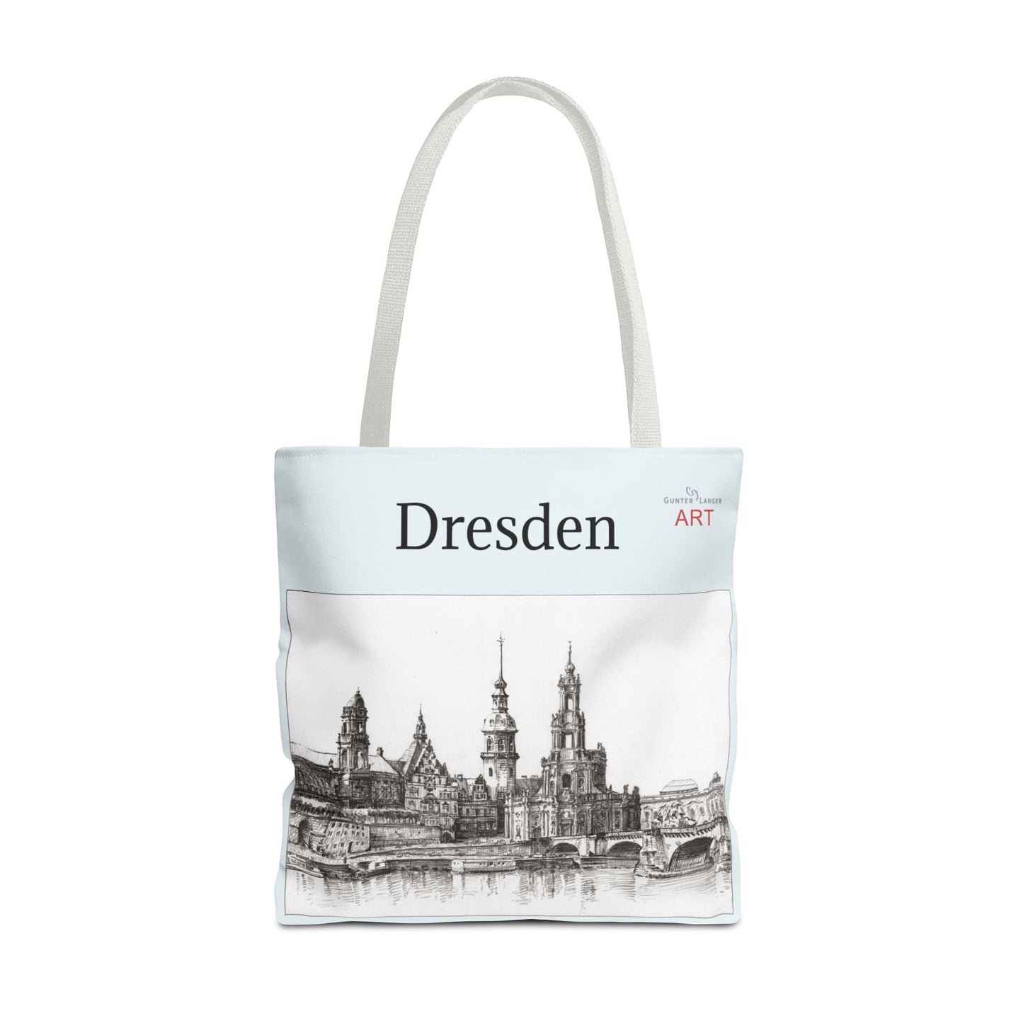 Tote Bag (AOP) - Motiv: Dresden -  Terrassenufer, Hofkirche, Schloß, Bleistift