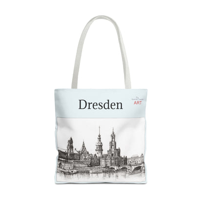 Tote Bag (AOP) - Motiv: Dresden -  Terrassenufer, Hofkirche, Schloß, Bleistift