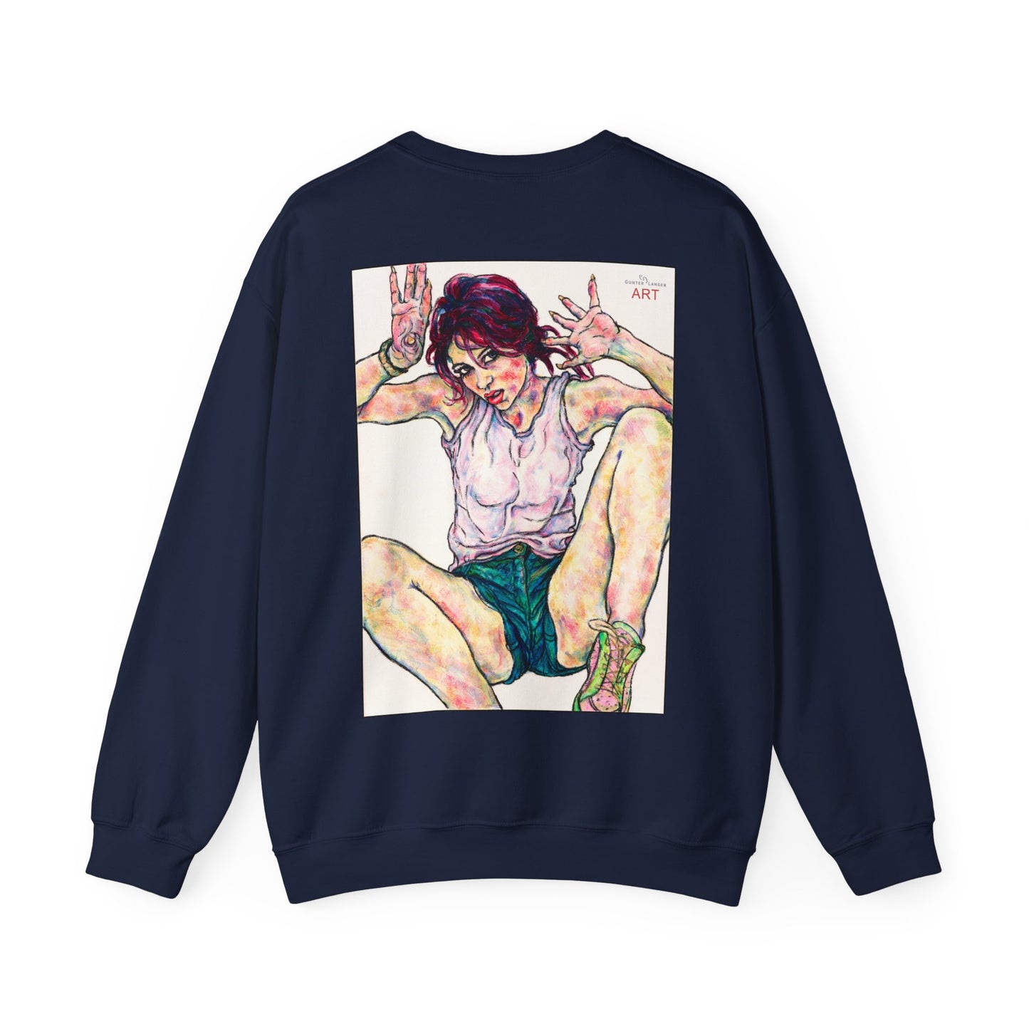 Unisex Heavy Blend™ Crewneck Sweatshirt - Motiv: Front Siegesgöttin, H12 cm (klein) & Rückseite Siegesgöttin, H43 cm