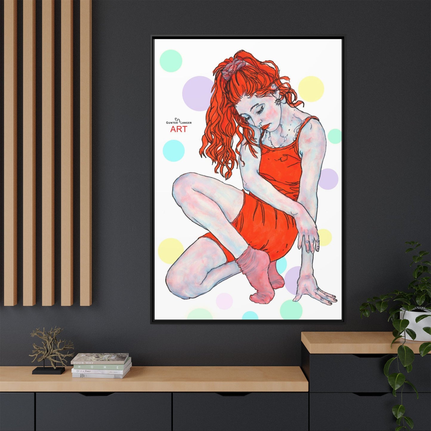 Matte Canvas, Framed (Multi-color) - Motiv:  Julia, Farbkreise, Format groß, H 91,4 bis 152,4 cm