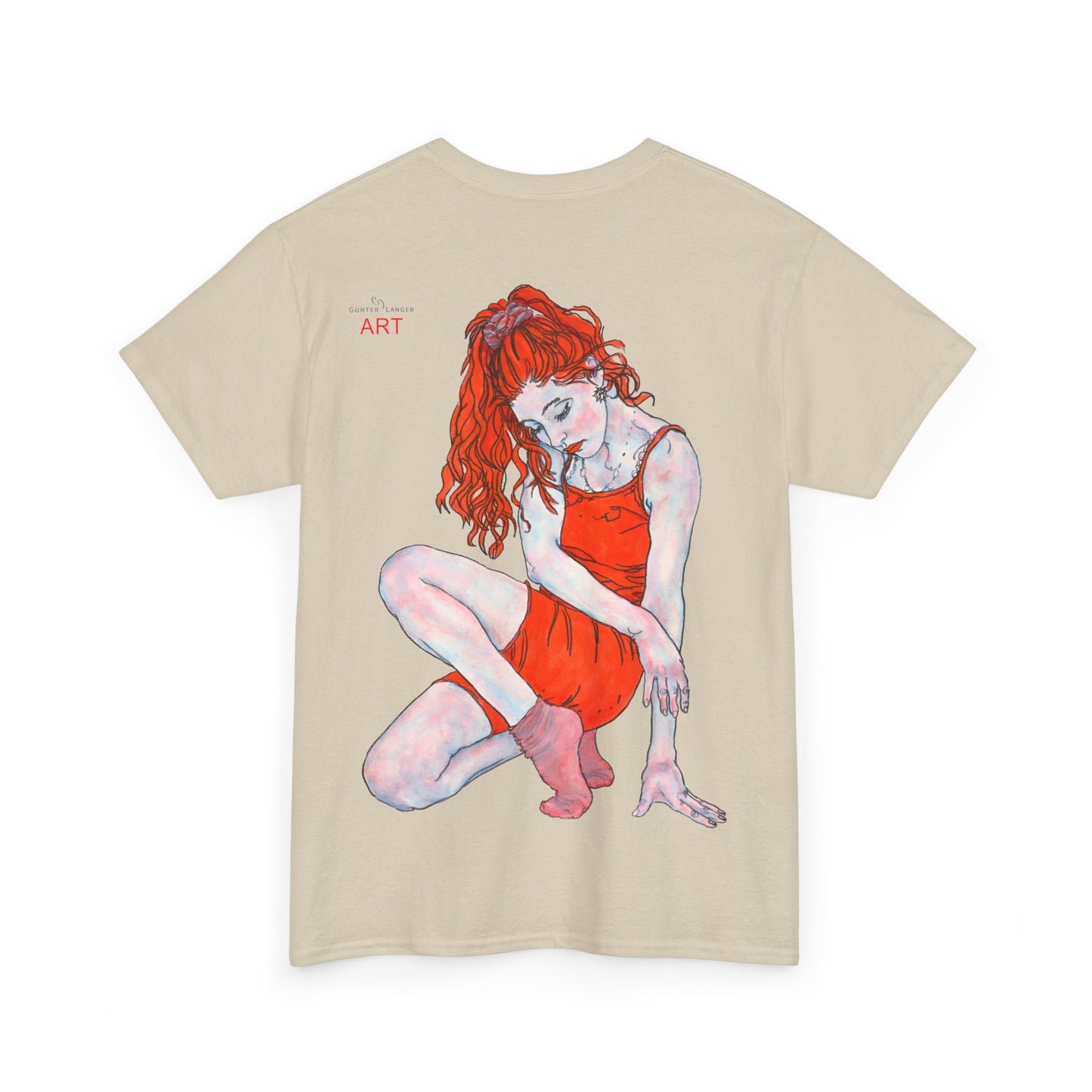 Unisex Heavy Cotton Tee - Motiv:  Front Julia, H25 cm & Rückseite Julia, H 49 cm