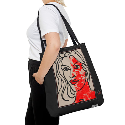 Tote Bag (AOP) - Motiv: Front Louisa & Rückseite Louisa, 37cm, Schwarz