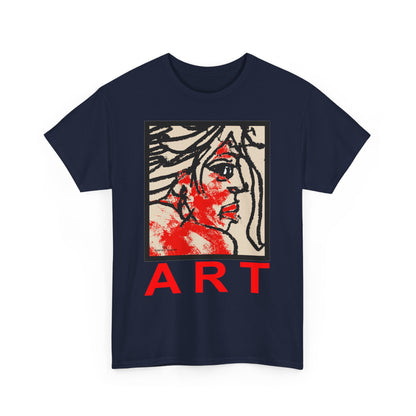 Unisex Heavy Cotton Tee - Motiv: Front, Ria mit Art Rot, H 40 cm