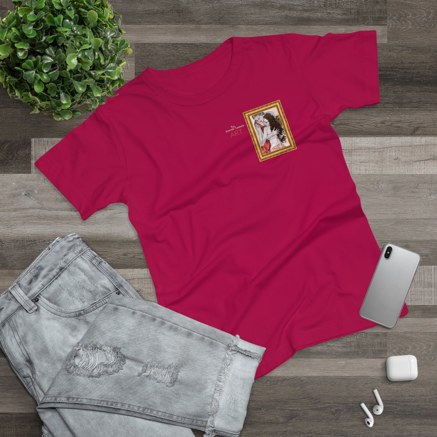 Single Jersey Women's T-shirt - dunkel - Motiv: Bei dir, H 11 cm