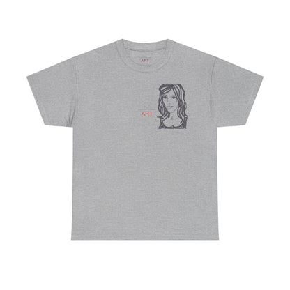 Unisex Heavy Cotton Tee - Motiv:  Front Esther ( grau, klein) & Rückseite Esther (grau), Neck Label