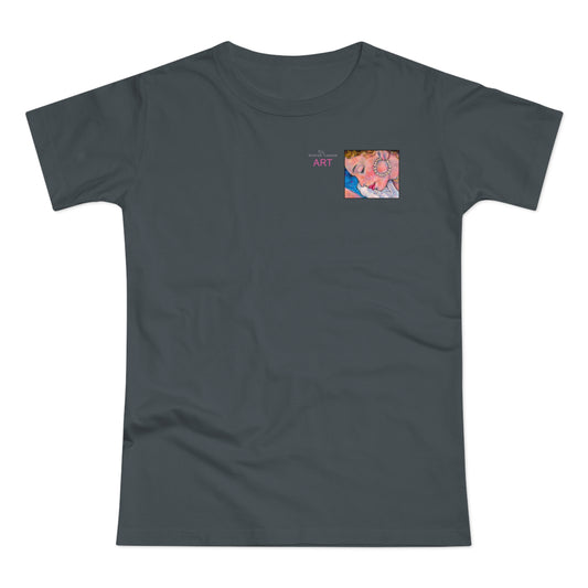 Single Jersey Women's T-shirt- dunkel - Motiv: Alva, Ausschnitt, H 6,5 cm