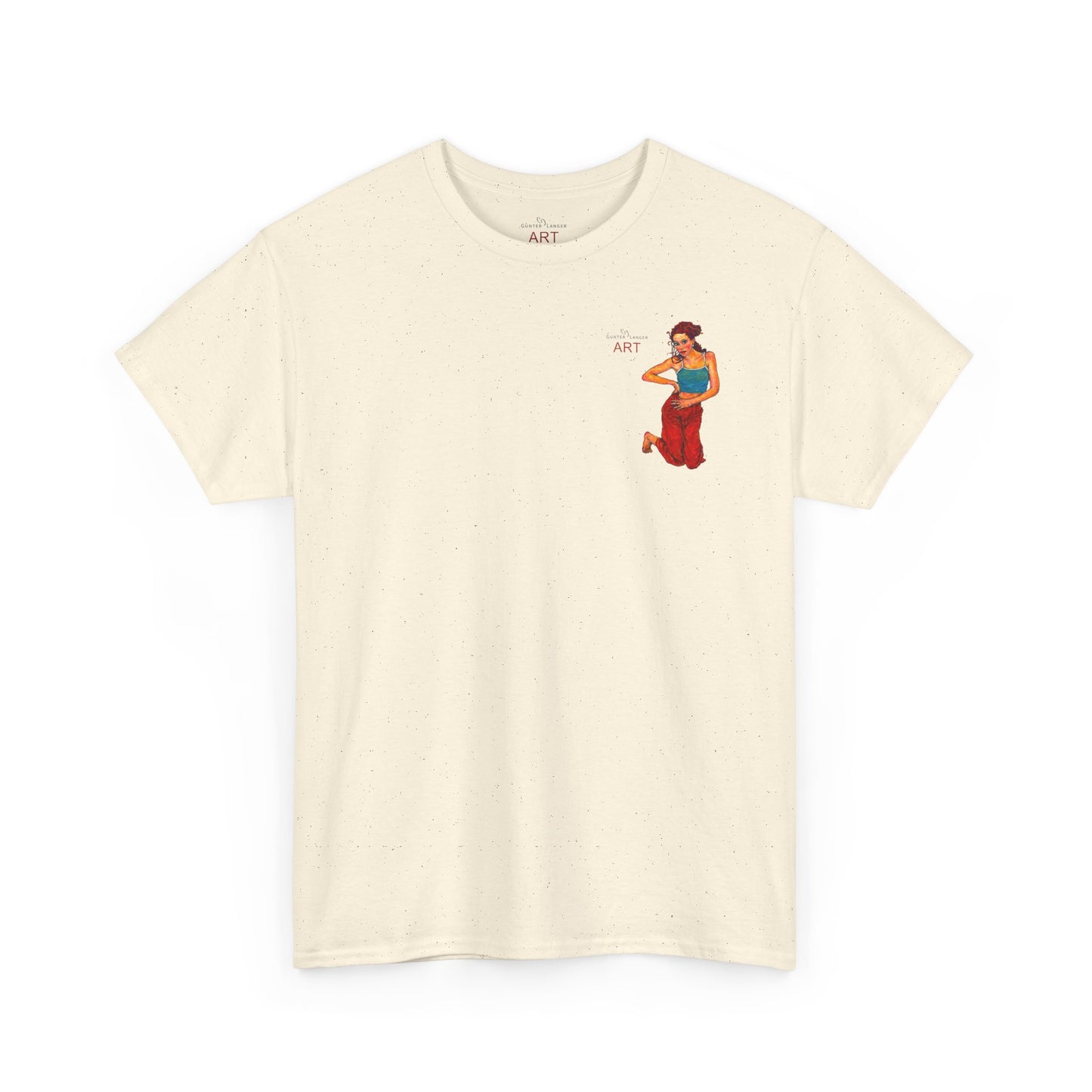 Unisex Heavy Cotton Tee - Motiv: Front, Lea, H 13cm & Rückseite, Lea A02, Ranken, 40 cm, Neck Label