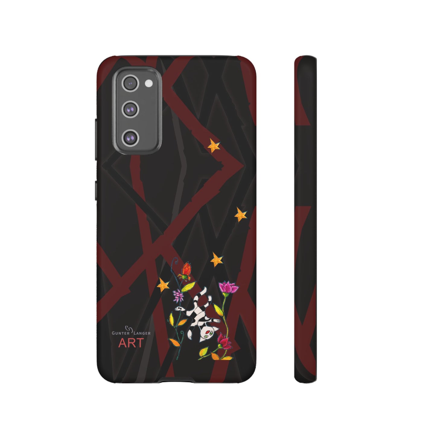 Tough Cases - Google Pixel - Samsung Galaxy - Motiv: Katze schwebt und Ranken, H 5,26 cm, Mikado3