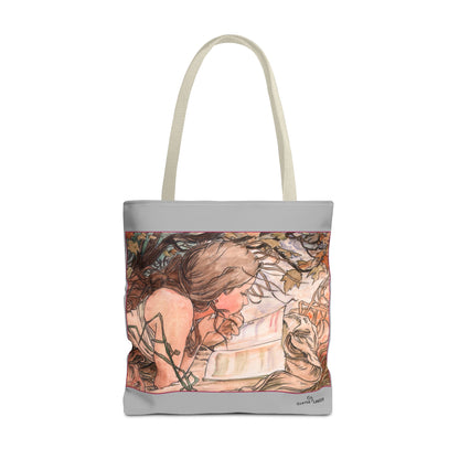 Tote Bag (AOP) - Jugendstil - Motiv: Front Antonia & Rückseite Antonia, Grau