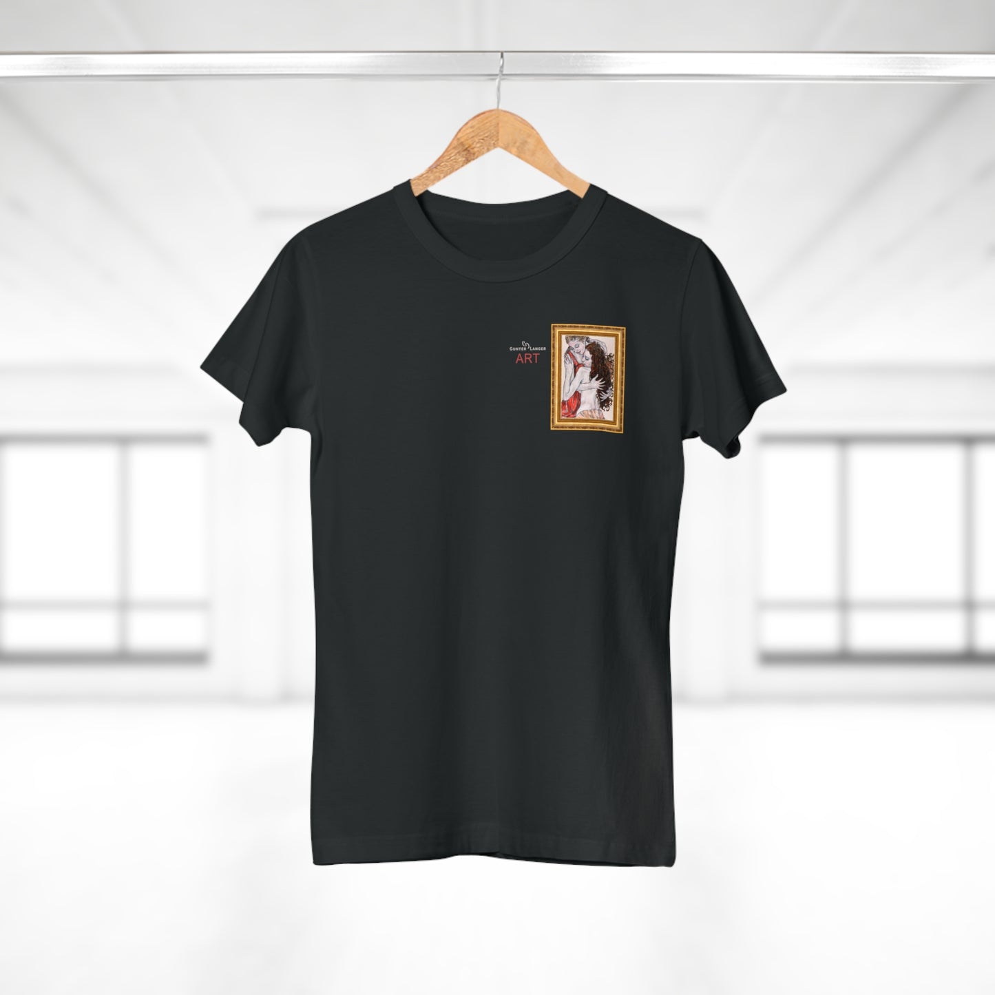 Single Jersey Women's T-shirt - dunkel - Motiv: Bei dir, H 11 cm