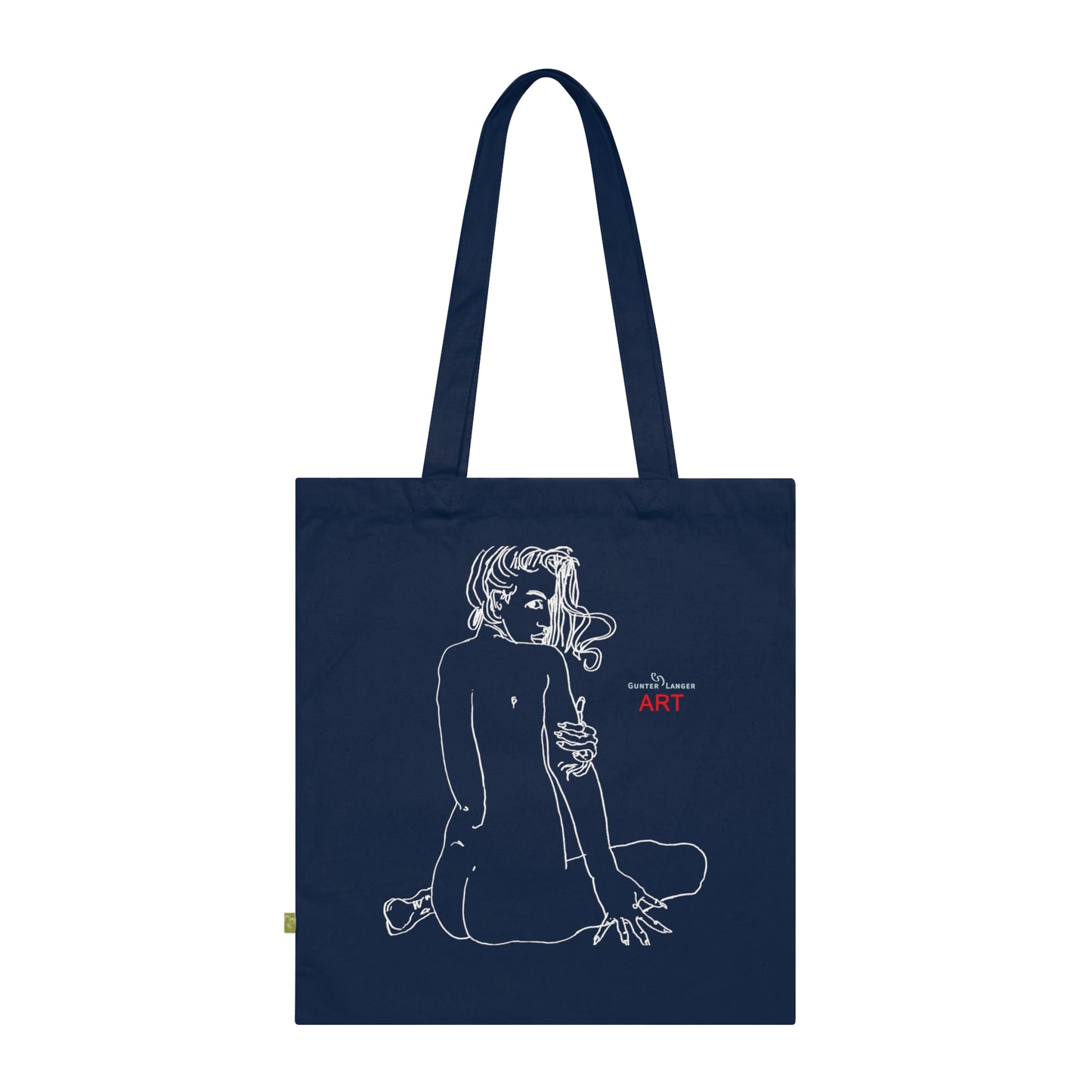 Organic Cotton Tote Bag - Motiv: Emilia (weiß), einseitig bedruckt, H 30 cm