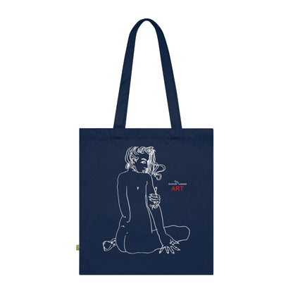 Organic Cotton Tote Bag - Motiv: Emilia (weiß), einseitig bedruckt, H 30 cm