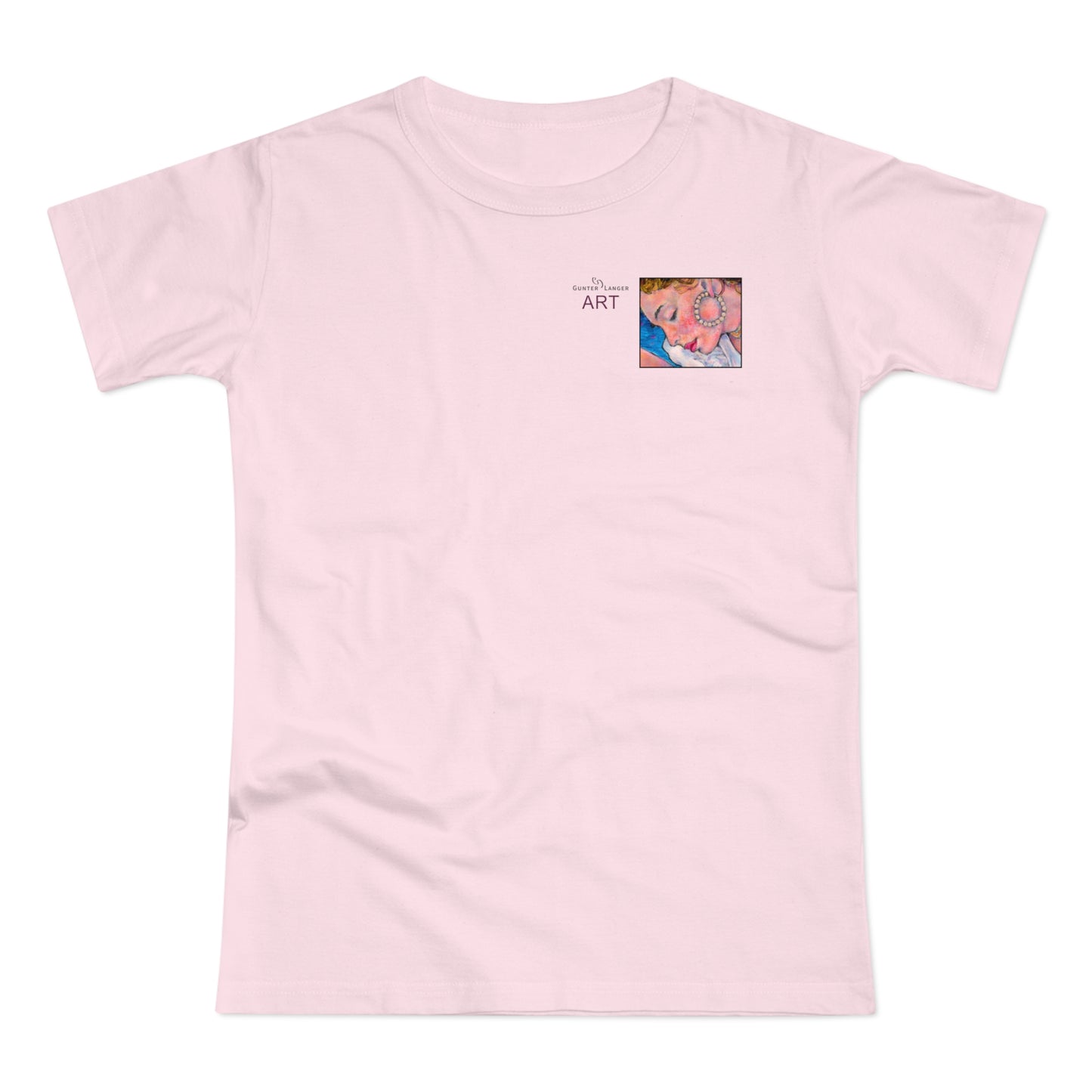 Single Jersey Women's T-shirt - hell - Motiv: Alva, Ausschnitt, H 6,5 cm