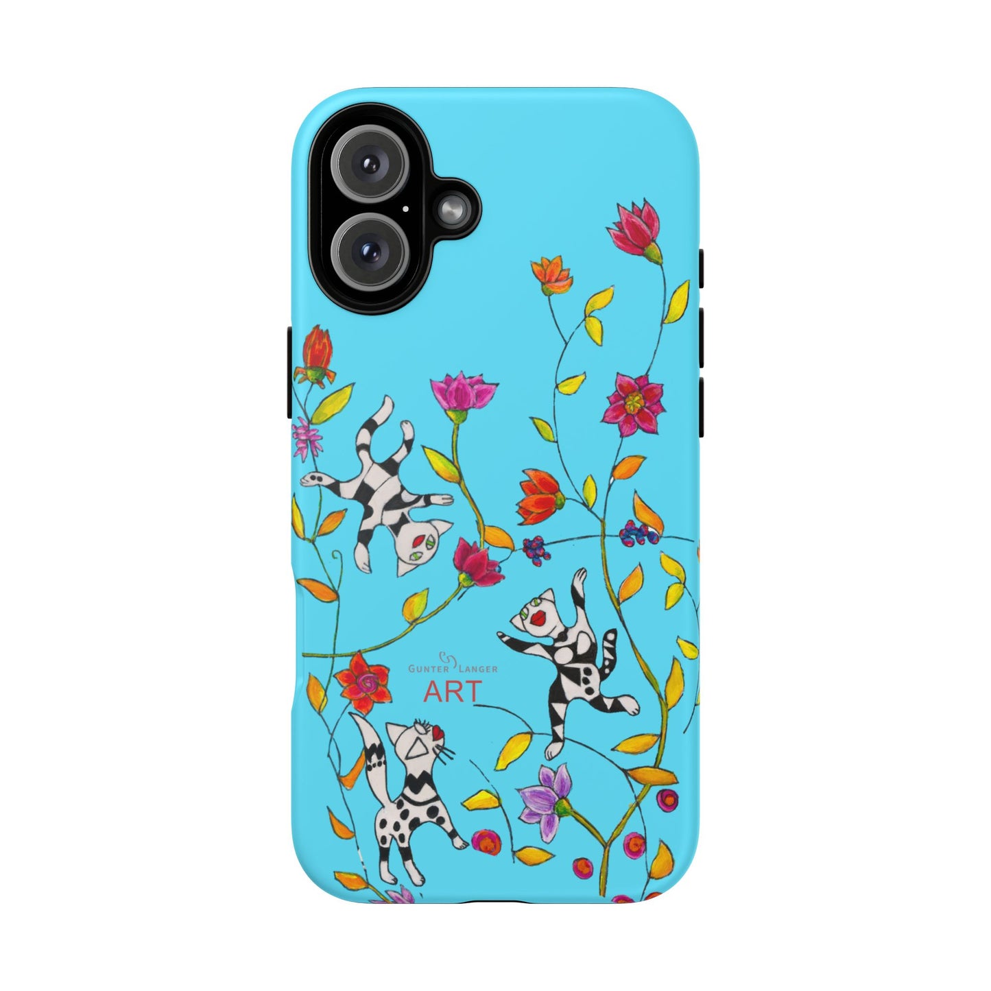 Tough Cases - iPhone - Motiv: Karierte Katzen, blau