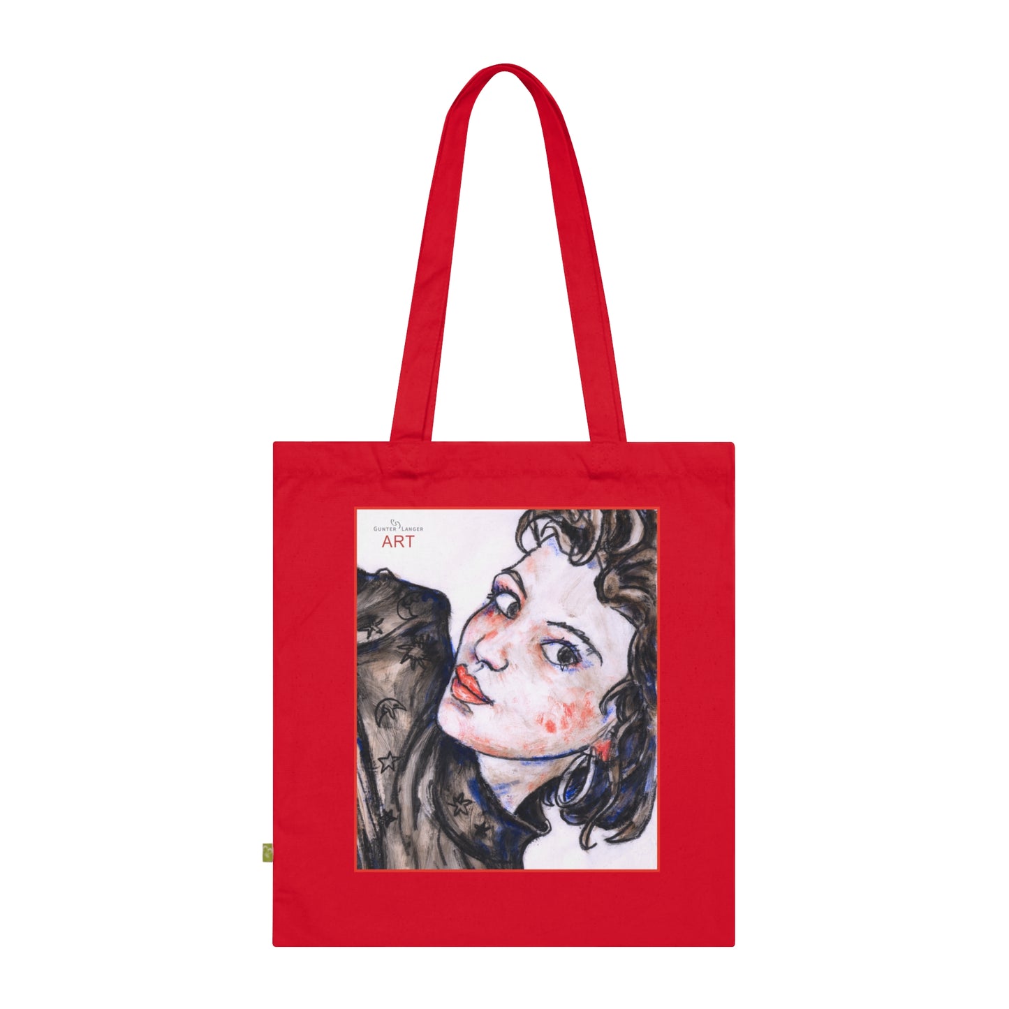 Organic Cotton Tote Bag - Motiv: Annette, roter Kasten, einseitig bedruckt, H30 cm