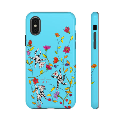 Tough Cases - iPhone - Motiv: Karierte Katzen, blau