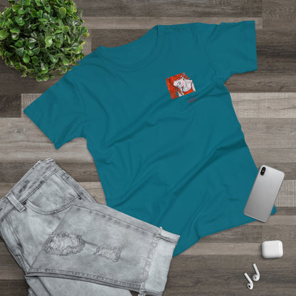 Single Jersey Women's T-shirt - hell - Motiv:  Front Julia, Ausschnitt 6,7 cm & Rückseite Julia, H 37 cm