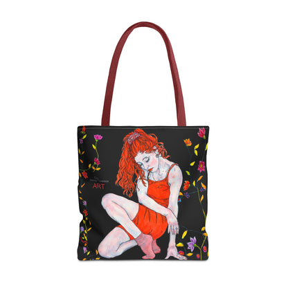 Tote Bag (AOP) - Motiv: Front Julia & Rückseite Julia, 41,44cm Schwarz, Ranken