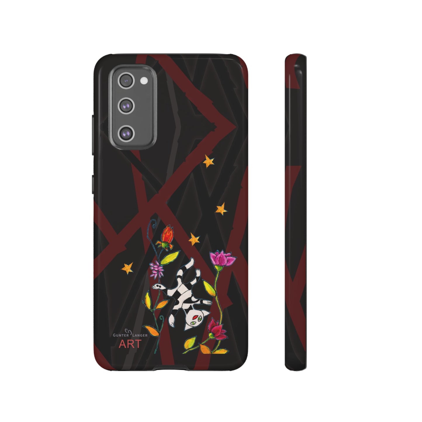 Tough Cases - Google Pixel - Samsung Galaxy - Motiv: Katze schwebt und Ranken, H 7,73 cm, Mikado3